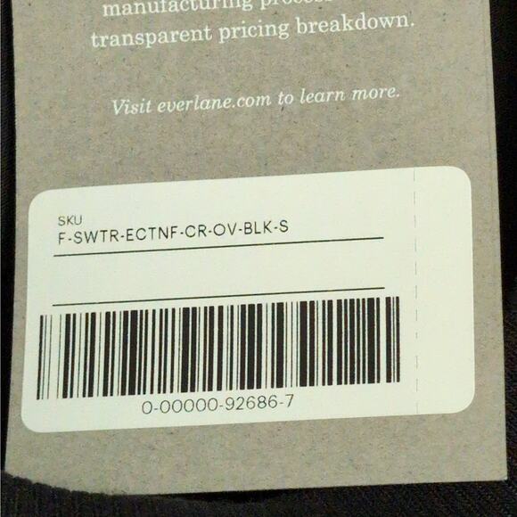 Everlane ReNew Teddy Oversized Crew Sweatshirt Black Fleece Recycled S New - Picture 11 of 12